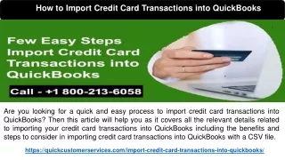 Import Credit Card Transactions into QuickBooks - Call  1800-213-6058