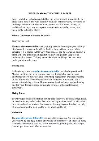 understanding the console tables