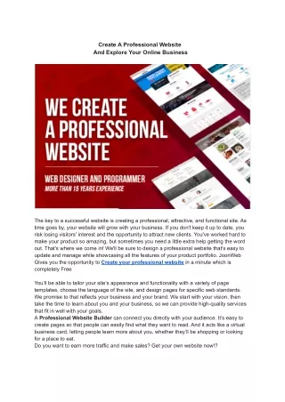 Create A Professional Website And Explore Your Online Business