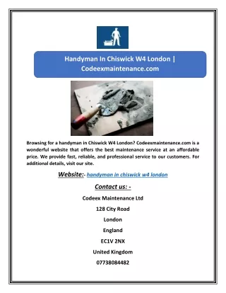 handyman in chiswick w4 london codeexmaintenance