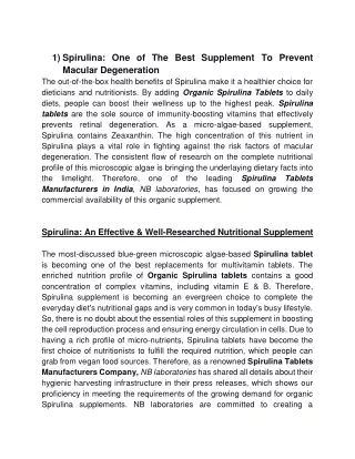 Spirulina PDF-1Manufacturer & Suppliers of Organic Spirulina Powder, Tablets, Ca
