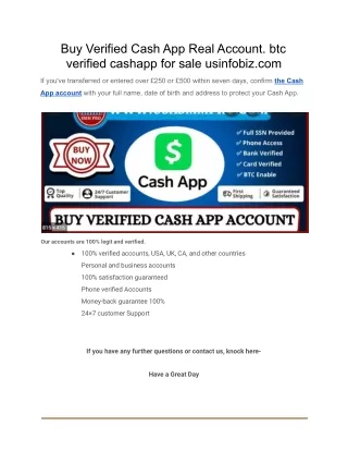 Buy Verified Cash App Real Account. btc verified cashapp for sale usinfobiz.com