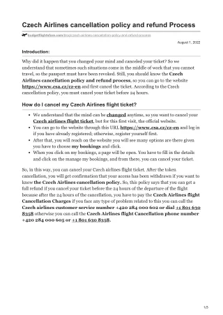 czech airlines cancellation policy and refund