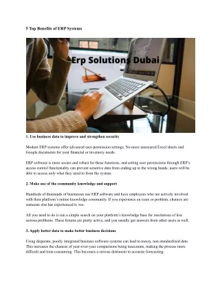 5 top benefits of erp systems