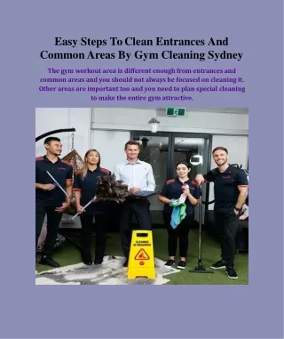 Easy Steps To Clean Entrances And Common Areas By Gym Cleaning Sydney
