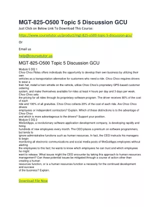 MGT-825-O500 Topic 5 Discussion GCU