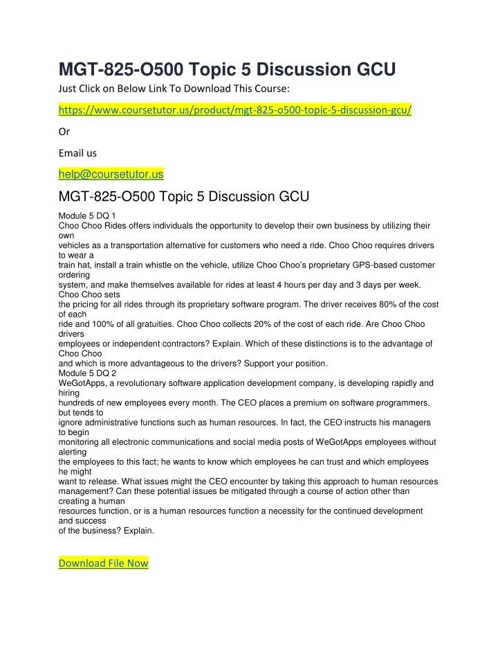 mgt 825 o500 topic 5 discussion gcu just click