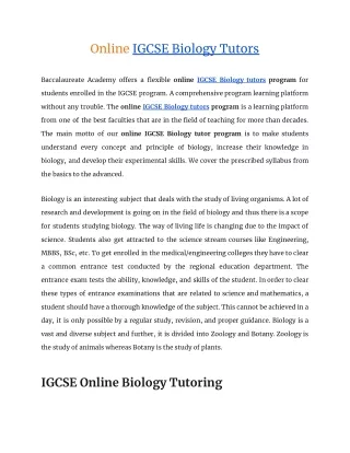 IGCSE Biology Tutors