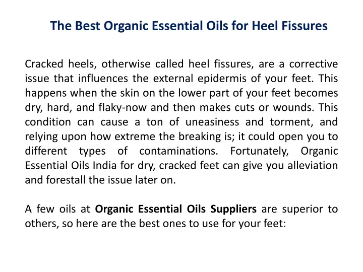 the best organic essential oils for heel fissures