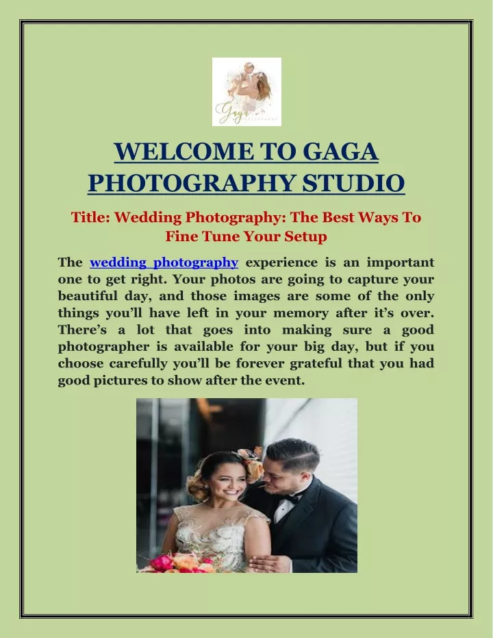 welcome to gaga photography studio