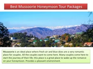 Best Mussoorie Honeymoon Tour Packages