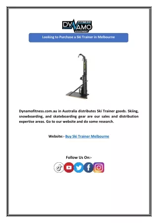 looking to purchase a ski trainer in melbourne