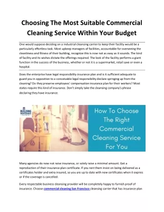 choosing the most suitable commercial cleaning service within your budget
