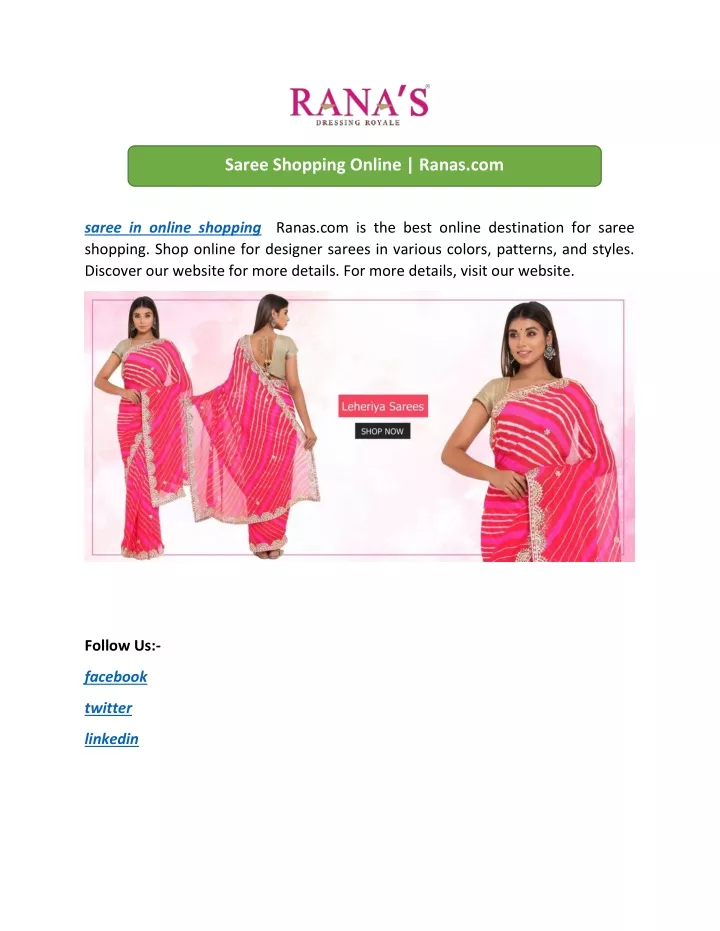 saree shopping online ranas com