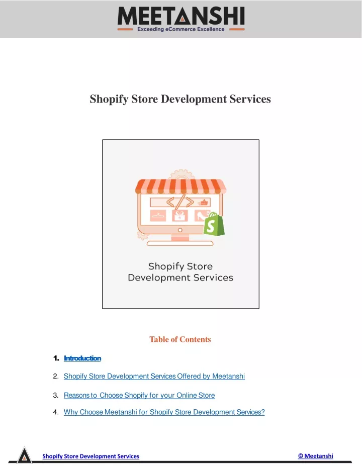 shopify store development services