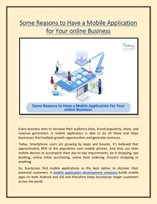 some reasons to have a mobile application some