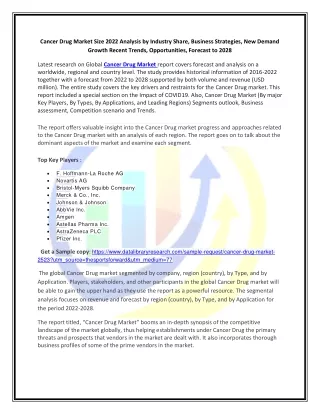 cancer drug market size 2022 analysis by industry