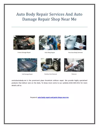 Auto Body Repair Services And Auto Damage Repair Shop Near Me