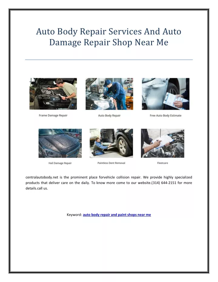auto body repair services and auto damage repair