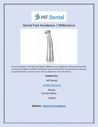 Dental Fast Handpiece | Mfdental.ie