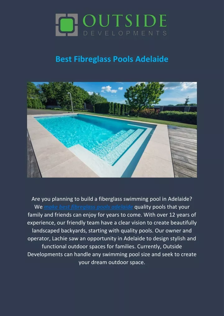 best fibreglass pools adelaide