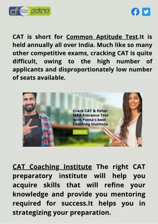 Importance Of CAT Coaching  CF Patna