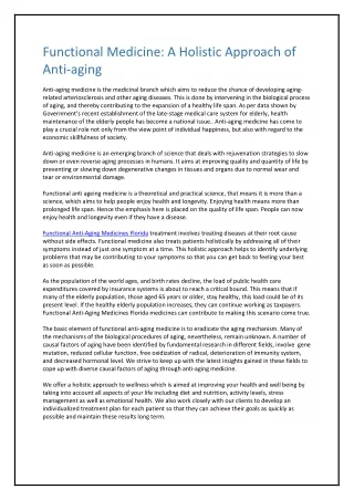 functional medicine a holistic approach of anti