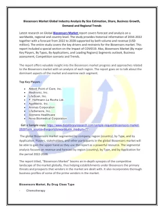 biosensors market global industry analysis