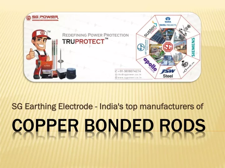 sg earthing electrode india s top manufacturers of