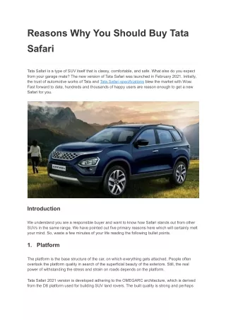 reasons why you should buy tata safari