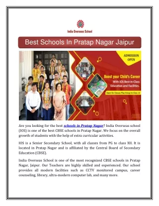Best Schools In Pratap Nagar Jaipur