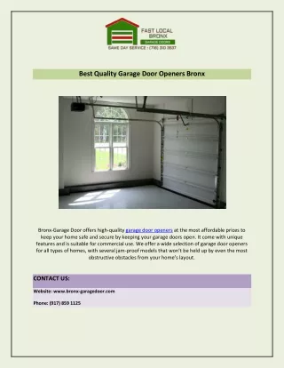 Best Quality Garage Door Openers Bronx