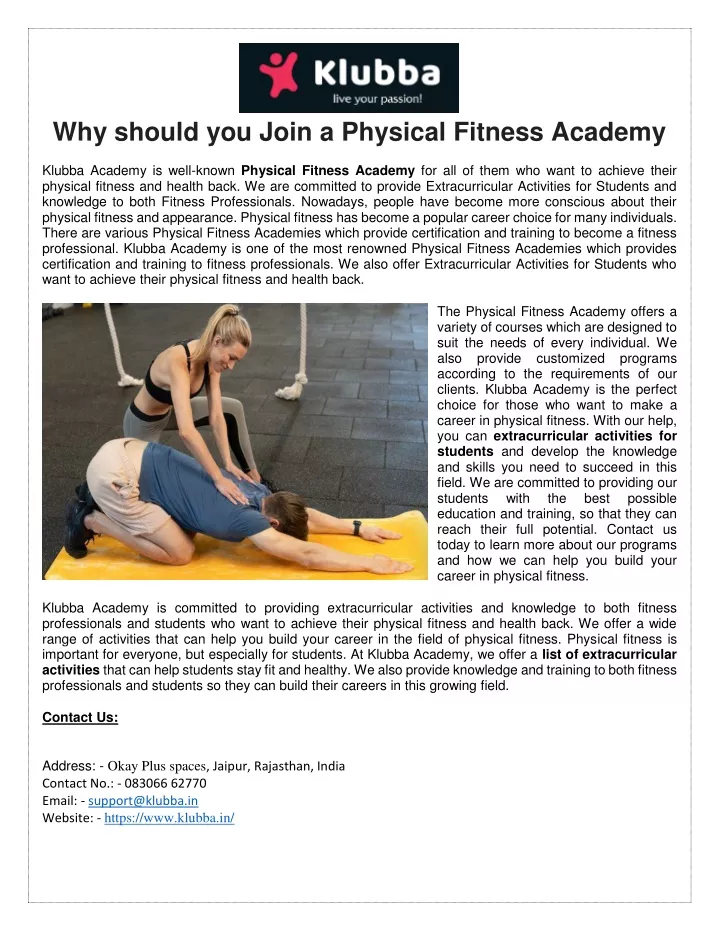 why should you join a physical fitness academy