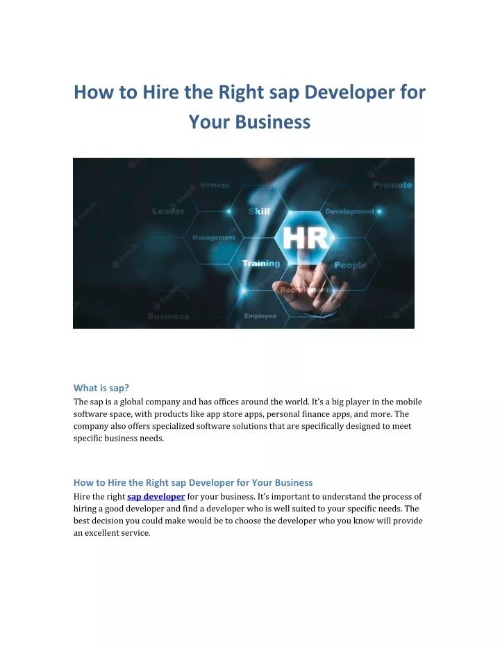 how to hire the right sap developer for your