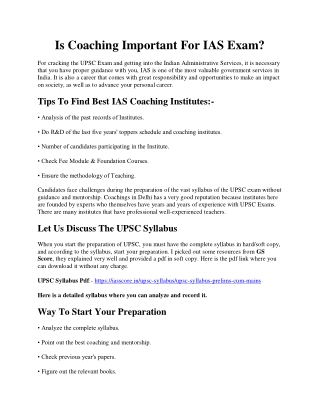 is coaching important for ias exam