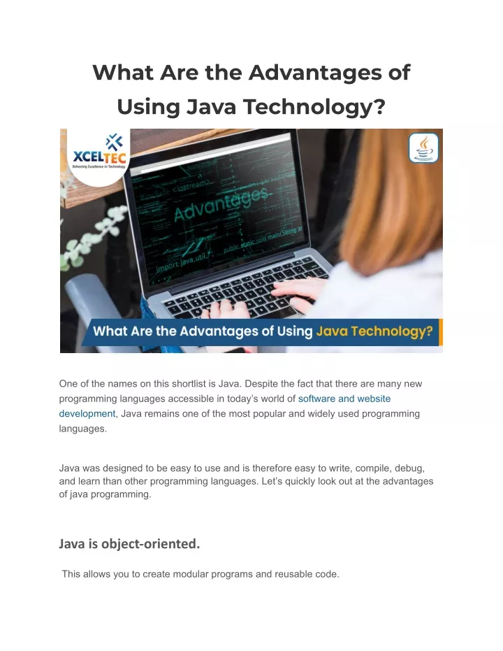 what are the advantages of using java technology