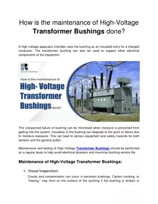 how is the maintenance of high voltage