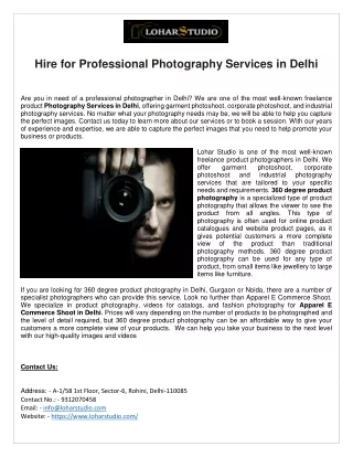 Photography Services in Delhi