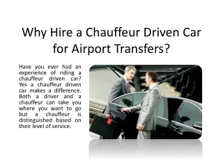 Why Hire a Chauffeur Driven Car for Airport Transfers?