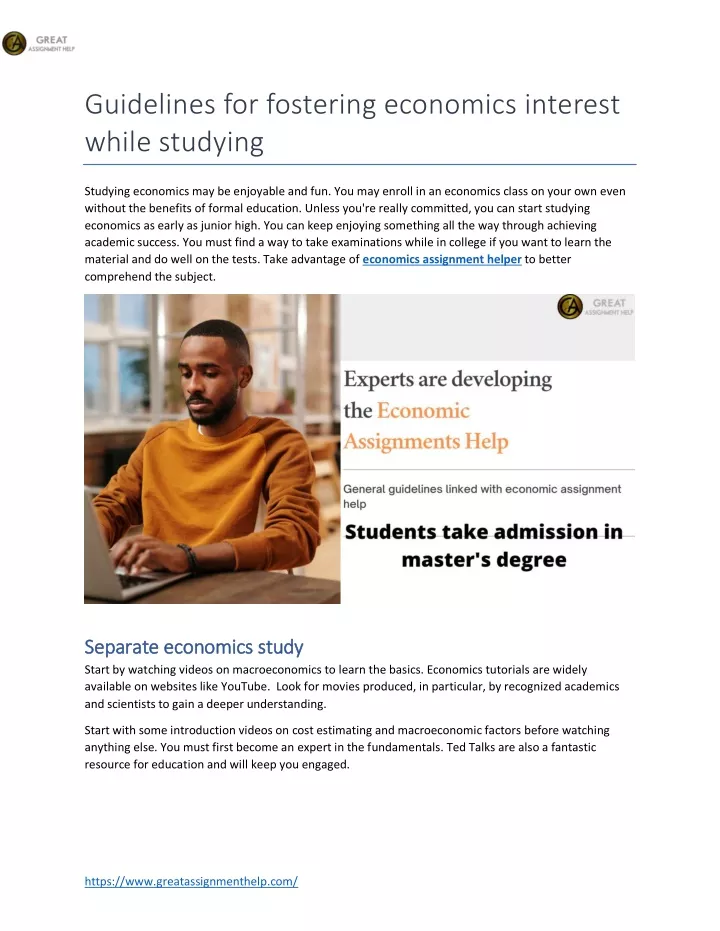 guidelines for fostering economics interest while