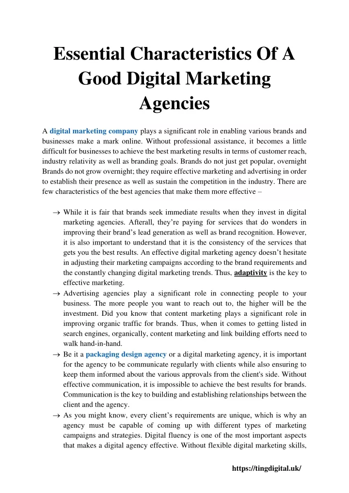 essential characteristics of a good digital