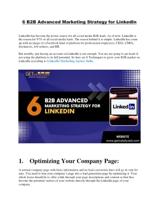 6 B2B Advanced Marketing Strategy for LinkedIn