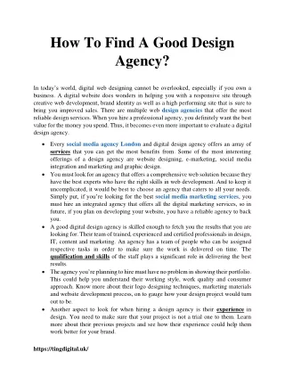 how to find a good design agency