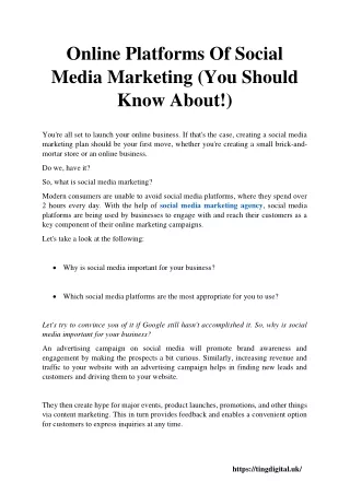 online platforms of social media marketing