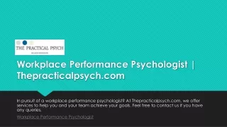 Workplace Performance Psychologist | Thepracticalpsych.com