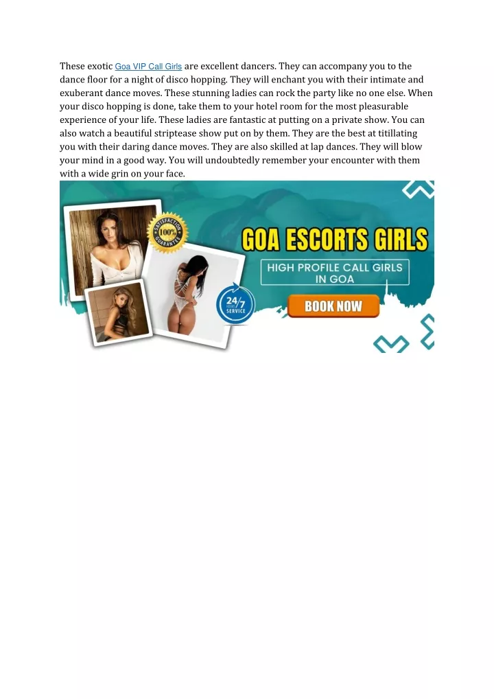 these exotic goa vip call girls are excellent