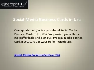 Social Media Business Cards in Usa  Onetaphello.com