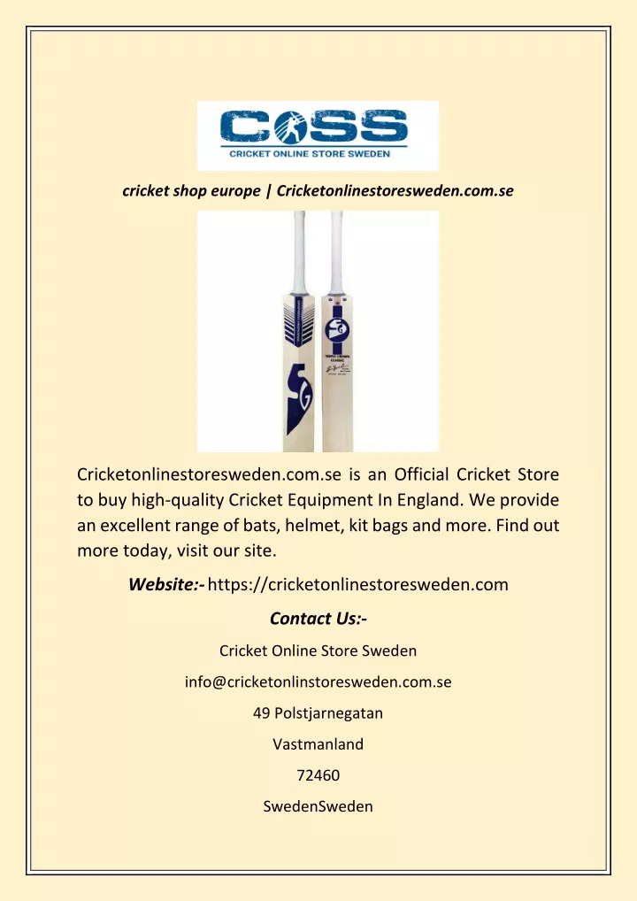 cricket shop europe cricketonlinestoresweden
