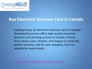 Buy Electronic Business Card in Canada  Onetaphello.com ca