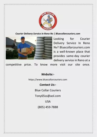 Courier Delivery Service In Reno Nv  Bluecollarcouriers